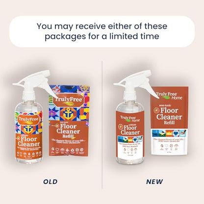 Truly Free Floor Cleaner Kit - Plant-Based Mopping Solution - DIY All-Surface Cleaner for Hardwood, Tile, Wood & Concrete (16 oz Reusable Empty Bottle + Two Fills, 3 oz ea.)