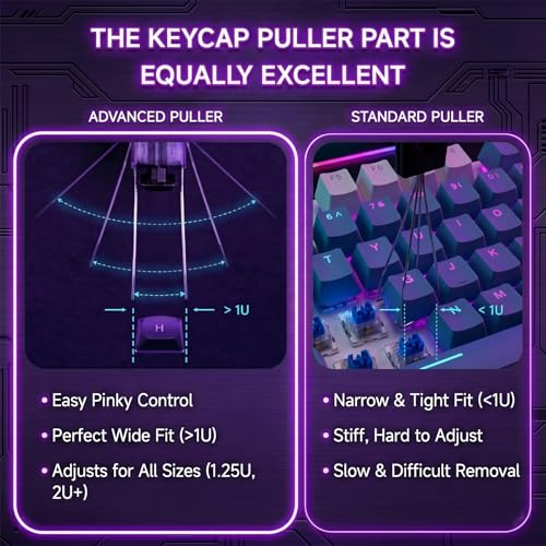 2-in-1 Keycap Puller & Switch Puller Tool with 2 Cleaning Brushes, 4-Claw Spring-Loaded Switch Remover, Keyboard Maintenance Kit Compatible with Cherry MX Gateron Kailh Outemu Switches - size: 2-in-1