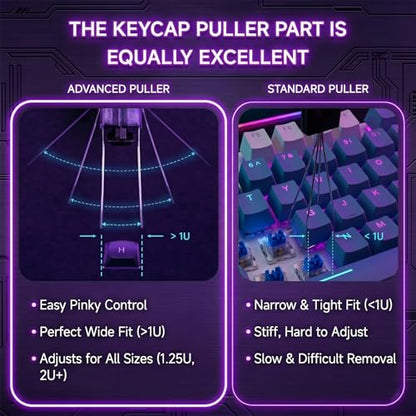 2-in-1 Keycap Puller & Switch Puller Tool with 2 Cleaning Brushes, 4-Claw Spring-Loaded Switch Remover, Keyboard Maintenance Kit Compatible with Cherry MX Gateron Kailh Outemu Switches - size: 2-in-1