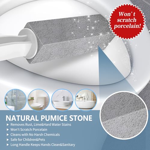 Laiyeoy Toilet Bowl Cleaner Pumice Stone -Hard Water Stain Remover, Powerfully Removes Toilet Bowl Rings，Rust &Lime，Ideal for Toilet Brush/BBQ Grills/Sink/Pool/Bathroom【2Pack】 (Extra Long Handle) - color: Extra Long Handle
