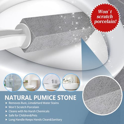 Laiyeoy Toilet Bowl Cleaner Pumice Stone -Hard Water Stain Remover, Powerfully Removes Toilet Bowl Rings，Rust &Lime，Ideal for Toilet Brush/BBQ Grills/Sink/Pool/Bathroom【2Pack】 (Extra Long Handle) - color: Extra Long Handle