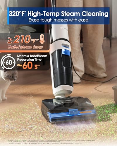 Tineco Corded 3-in-1 Wet Dry Vacuum Mop with Steam Function, FLOOR ONE S6 Stretch Steam, Tineco BoostSteam, 320℉ High-temp Steam Cleaning, 180° Lay-Flat, Anti-Tangle Design, One-Touch Self-Cleaning