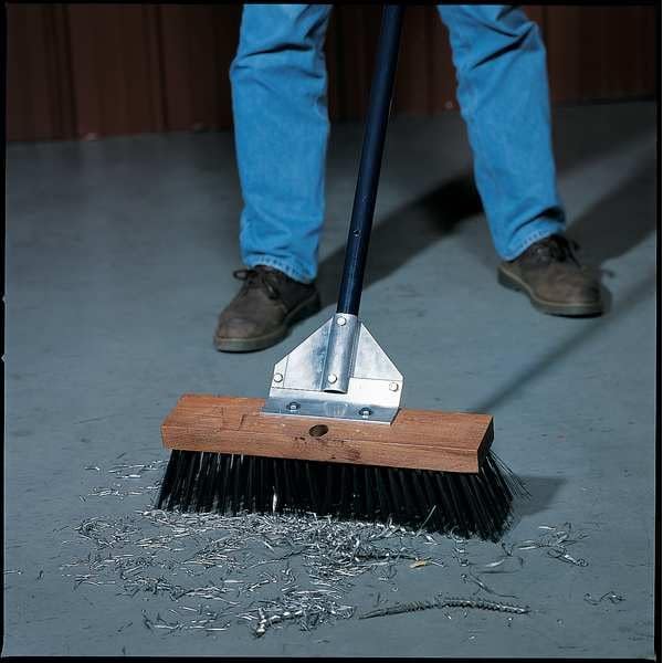 TOUGH GUY Black Steel Push Broom with Handle
