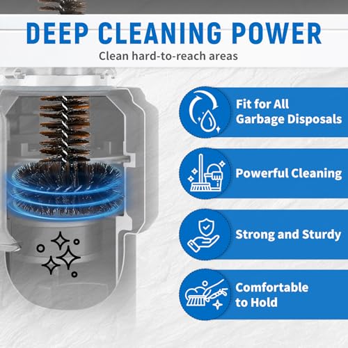 Garbage Disposal Cleaner Brush, Extra Long Handle for Deep Cleaning, 3D Nylon Brush Head Eliminates Residue and Odor, Universal Fit for All Disposal Units, Keep Your Kitchen Fresh and Hygienic 15inch - size: 1 Pack