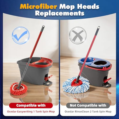 6 Pack Spin Mop Replace Head for O Cedar, Microfiber Mop Heads Replacements for Ocedar Easywring 1 Tank Spin Mop, Wet & Dry Use for Floors, Walls, Ceilings, and Windows Cleaning, Included Laundry Bag