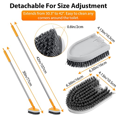 Shower Scrubber for Cleaning, Bestnifly Bathroom Scrub Brush with 42'' Extendable Long Handle, Tub and Tile Cleaning Brush for Toilet Bathtub Wall Glass Floor, Stiff Bristle