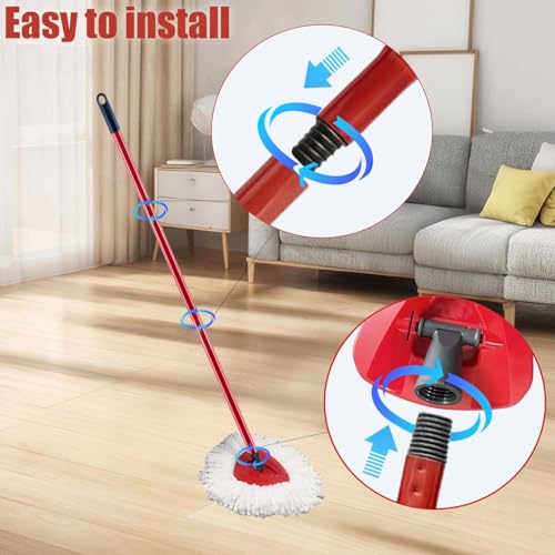 Spin Mop Replacement Head for OCeda EasyWring Microfiber Spin Mops, 2 Microfiber Mop Refills 4-Section 30-to-58 inch Mop Replacement Stick and 1 Base Combo Set (White(1 Tank System) - size: 1 Handle+1 Base+2 Refills