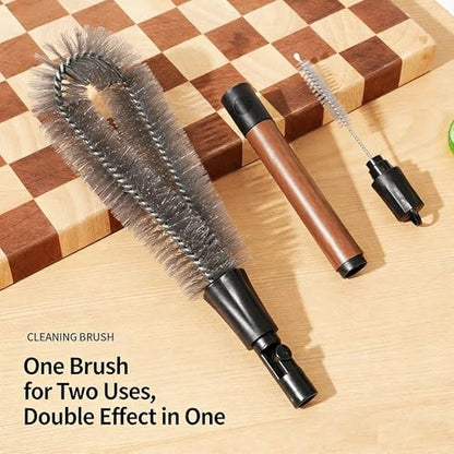 2 in 1 Long Bottle Brush 13.2 Inches, Long Handle Water Bottle Washer Brush and Straw Cleaning Brush Set, for Sports Bottles, Glassware, Mugs, Jars, Washing Narrow Neck Bottles (1-pc)