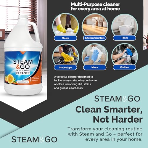 Steam & Go Multi-Purpose Cleaner Spray Refill with Oxy Power for Multi-Surfaces - Removes Stains, Eliminates Odors, & Degreases - Orange Scent, 1 gal - size: 128 Fl Oz (Pack of 1)
