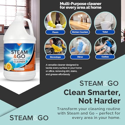 Steam & Go Multi-Purpose Cleaner Spray Refill with Oxy Power for Multi-Surfaces - Removes Stains, Eliminates Odors, & Degreases - Orange Scent, 1 gal - size: 128 Fl Oz (Pack of 1)