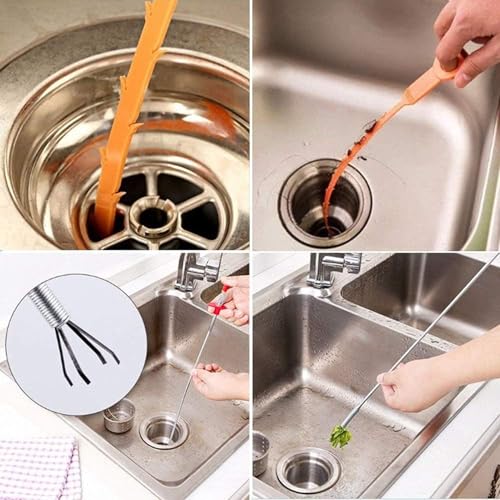 33.8 inch Drain Snake Hair Drain Clog Remover Tool - Sink Drain Cleaner for Toilet Sewer Shower Kitchen Bathroom Tub Clogged Drains Opener Cleaning Tool, Flexible Grabber Claw Pick Up Tool (33 in) - style: 33 in