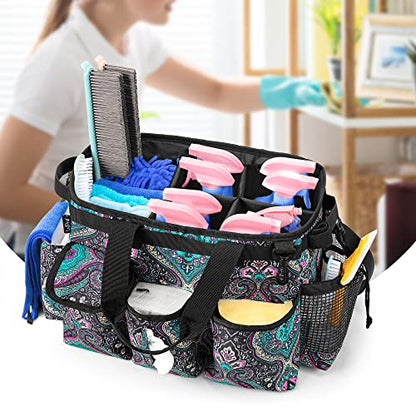 LoDrid Large Wearable Cleaning Caddy Bag with Detachable Divider, Cleaning Supply Tote Organizer with Handles and Adjustable Shoulder Strap for Cleaners & Housekeepers, Totem - color: Totem