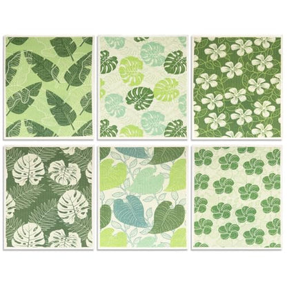 6 - Pack Swedish Kitchen Dish Cloths - Reusable Paper Towels for Counters & Dishes - Eco Friendly Cellulose Sponge Cloth (Botany) - color: I-botany