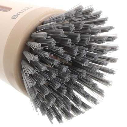Homoyoyo Dish Scrubber with Soap Dispenser Kitchen Brush for Pots and Pans Cream Color Multi-use Liquid Dispensing Dishwasher Brush for Home Cleaning