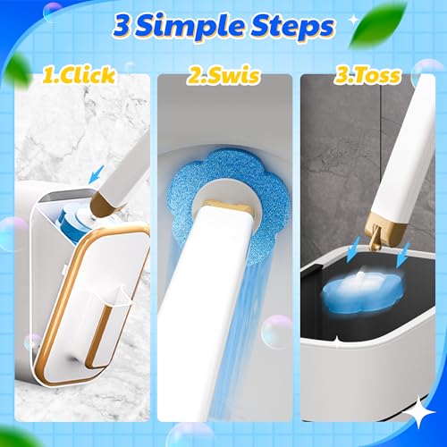Toilet Bowl Wand Refills - 60 Count Disposable Replacement Brush Heads, Household Bowl Cleaners Refill Pads, Toilet Sponge Brush Scrubbers Cleaning Supplies for Home Washing Bathroom Bathtub - style: 60 Count Refills