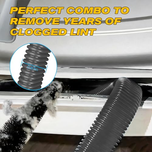 Sealegend Dryer Vent Cleaner Kit - Vacuum Hose Attachment & Lint Brush,Dryer Vacuum Hose Attachment Fit Most Vacuums and Dryer, Refrigerator Coils & Behind Appliances, Black - color: Black