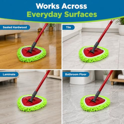 3 Pack Chenille Microfiber Mop Head Covers Compatible with O-Cedar Triangle Mops, Reusable Washable Mop Pad Refills, Replacement for Hardwood, Tile, Laminate & Vinyl Floors
