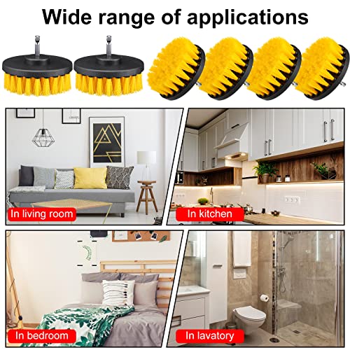 Remerry 6 Pcs Drill Brush Attachment Power Scrubber Cleaning Kit Multi Purpose Set Brushes for Bathroom Surfaces Tub Grout Shower Kitchen Tile Auto Car Boat