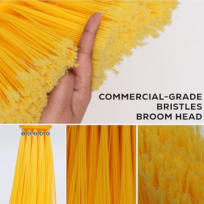 KLEEN HANDLER Angle Broom Head with Flagged Stiff Bristles for Indoor/Outdoor Floor Cleaning/Sweeping, 1 Pc - Yellow - style: 1 Pack