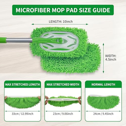 Reusable Microfiber Mop Pads, Compatible with Sweeper Sweeping Mopping pad Refills Cloths for Surface/Hardwood Floor Cleaning (6 Pack Green) - color: 6 Pack Green