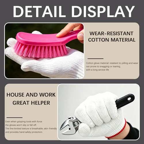 8pair unisex white cotton glove liners,string knit cloth men work safety gloves for gardening,warehouse,cooking,bbq - color: Red Edging*8pairs