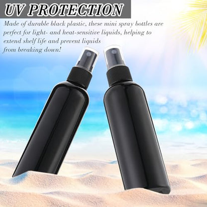 Kigley 100 Pcs Small Spray Bottle Bulk 4 oz Plastic Empty Mist Spray Bottles for Essential Oils Fine Mist Sprayer Reusable Refillable Portable Travel Containers for Perfume Cleaning Samples(Black) - color: Black