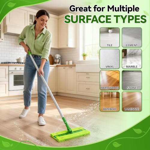 FIXSMITH Reusable Microfiber Mop Pads Compatible with Swiffer Sweeper and All 10-12 inch Flat mops, 8 Pack Washable Wet Dry Mop Refills, Microfiber Mop Replacement Heads for Floor Cleaning