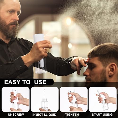 hair spray bottle, ultra-fine spray continuous spray bottle (200ml/6.8oz), used for hair design, vegetation, cleaning and skin care - empty, reusable (White) - color: White