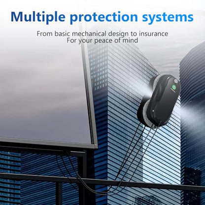 Tosima W5 Window Cleaning Robot, 6400Pa Max Adaptive Suction, Auto-Spray Smart Window Cleaner with Triple Safety System, Intelligent Navigation, Remote Control, for All Smooth Surfaces, Black - color: Black