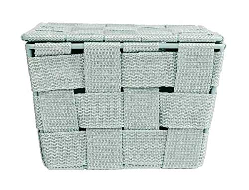 WENKO Storage Adria Mint-Bathroom Basket with lid, Polypropylene, Green, 19 x 14 x 10 cm - color: Green