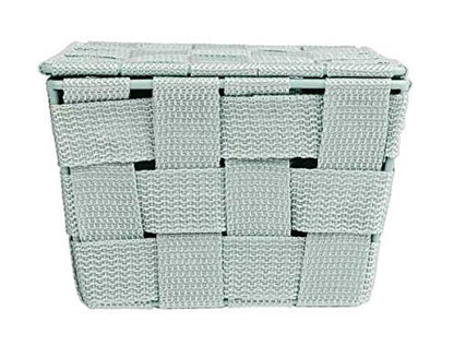 WENKO Storage Adria Mint-Bathroom Basket with lid, Polypropylene, Green, 19 x 14 x 10 cm - color: Green