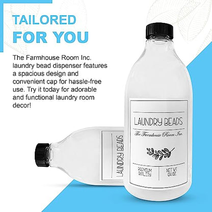 The Farmhouse Room Inc. Laundry Beads Dispenser Bottle - Scent Beads Container for Laundry Room Organization - 1/2 Gallon BPA Free & PET Plastic Bottle for Laundry Beads with Waterproof Label - 64 oz - style: Laundry Beads Bottle