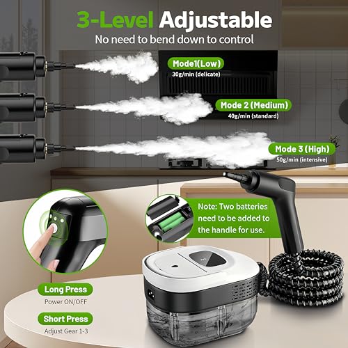 Pressurized Handheld Steam Cleaner 2500W, 54oz Large-Capacity Steamer with 3-Level Adjustable Steam, 15s Heat-Up & 15Pcs Accessories – for Car, Tile, Grout, Couch, Floor, Bed, Dirt, Furniture - color: White
