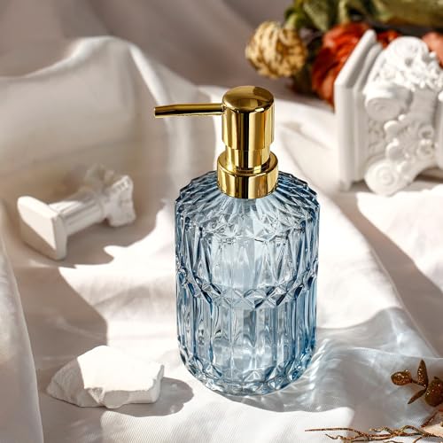 YunNasi Soap Dispenser with Pump, Refillable Liquid Hand Soap Dish Soap Dispensers for Bathroom Counter, Kitchen Sink (Blue) - color: Blue
