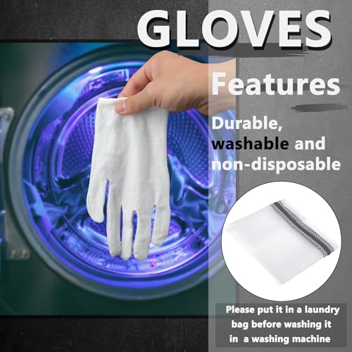 12 Pairs White Cotton Gloves Soft Cloth Dust Hand Gloves Work for Men Women Art Crafting Handling, Eczema, BBQ, Coin Jewelry Watch Inspection, Dry Hands Sleeping, Archival, Large - size: Large
