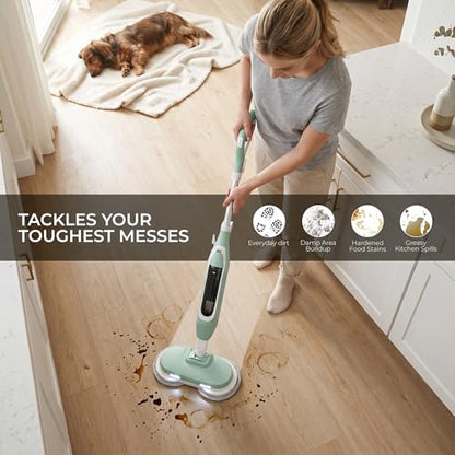 2-in-1 Steam Mop Scrubber, High-Temperature Sterilization, Dual Power Modes, LED Headlights, For Hardwood, Tile, Marble, Laminate, Vinyl, Kitchen, Bathroom, Living Room, Household Steam Cleaner