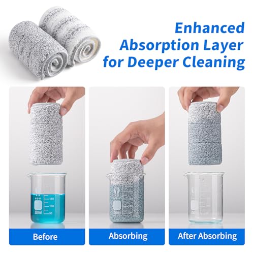 Oshang Flat Mop Head Refill, 13" X 4.9" Flat Mop Pads, Microfiber Mop Pads Flat Mop Replacement Heads (White and Grey) - color: White + Grey