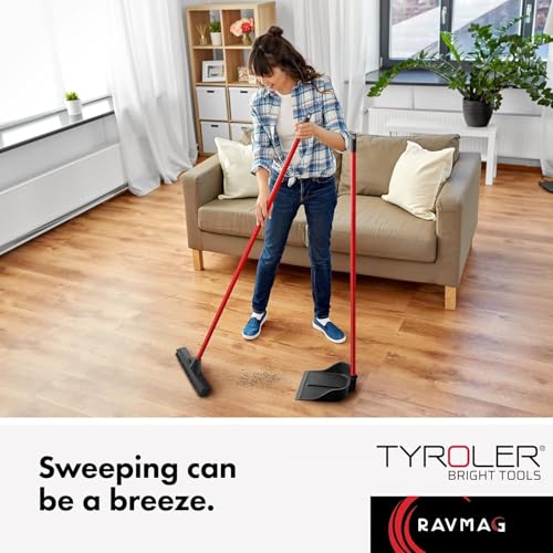 Dustpan with Handle by Ravmag- Solid Natural Rubber Construction- 2 Piece 29 Inch Handle Dust Pan- Stand Up Design- Accommodates Any Broom/Hand Brush- Best Dustpans for Home/Lobby/Shop - size: 2 Piece 29 Inch Handle