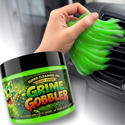 Grime Gobbler Super Cleaning Gel, (NEW 2026 FORMULA) Ultra Tough Heavy Duty Formula, Multipurpose Cleaner for Automotive, Office, Keyboards (Color Green/Lime Scent) - color: Green