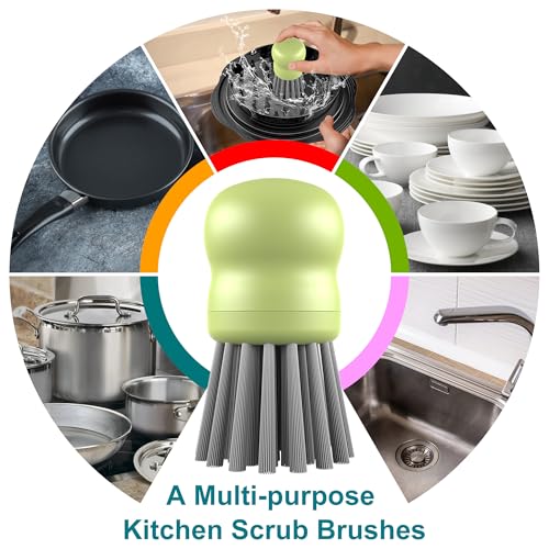 Mini Dish Brush for Cleaning Chicken Shredder, Palm Brush Dish Scrubber with Ergonomic Grip, Kitchen Brush for Washing Dishes, Pans, Pots, Sink (1, Matcha) - color: Matcha