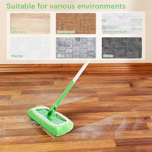3 Pack Green Reusable Microfiber Mop Pads Replacement, Wet and Dry Flat mop Cover, Washable Wet Pads Refill for Surface/Hardwood Floor Cleaning - color: Green