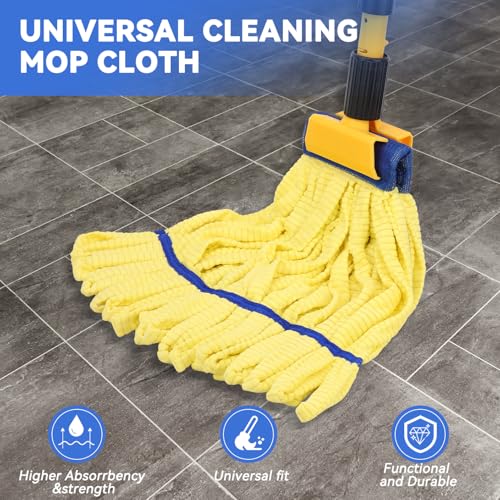 Heavy Duty Commercial Mop Head Replacement Microfiber Tube Mop Heads for Floor Cleaning: 3 Packs Looped End Wet Mop Head Refill for Home Commercial Industrial Use (Yellow) - color: Yellow-3pack
