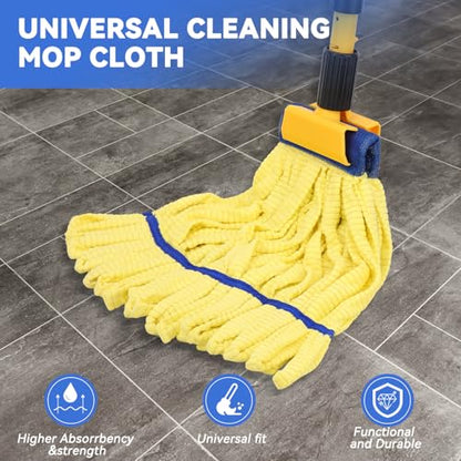 Heavy Duty Commercial Mop Head Replacement Microfiber Tube Mop Heads for Floor Cleaning: 3 Packs Looped End Wet Mop Head Refill for Home Commercial Industrial Use (Yellow) - color: Yellow-3pack