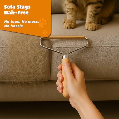 Pet Hair Remover - Multi Fabric Edge Carpet Rake Scraper with Rust-Resistant Copper Blade - Cat and Dog Hair Remover for Couch, Rugs, Car & Furniture (1)