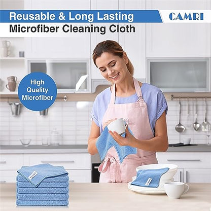 Microfiber Towel Cleaning Cloth – Pack of 12, Size 12.6” x 12.6”, Blue, Lint Free, Super Absorbent, Streak Free, Washable, Multipurpose Cleaning Rags for Kitchen, Glass, Car, Mirror