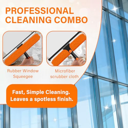 14" Extra-Wide Window Squeegee with Extension Pole, 26FT High Reach Window Cleaning Kit with- 2-in-1 Professional Window Scrubber & 5-20FT Extension Pole, for Indoor & Outdoor High Windows,RVs - size: 14"-20FT