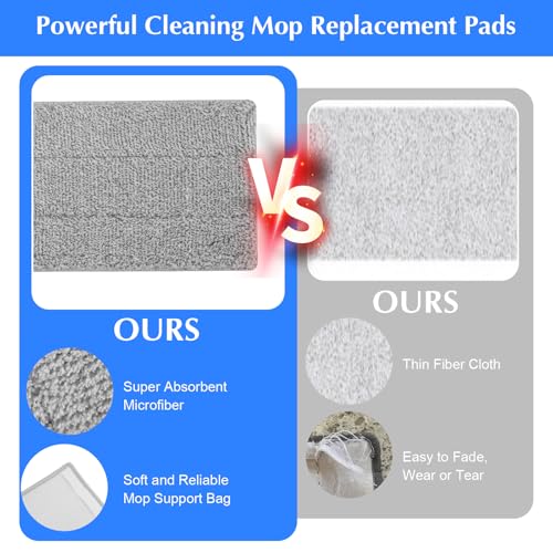20 Pack 13 * 4.9" Generic Mop Pads Mop Head Refill Washable Wet/Dry Mops Flat Compatible with Most 11-13" Hook and Loop Flat Mops Mop Replacement Pads - color: Grey