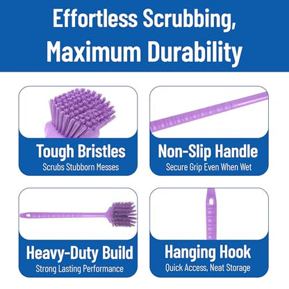 SPARTA 40501EC68 Plastic Large Scrub Brush, Kitchen Brush, Utility Brush With Long Handle For Cleaning, 20 Inches, Purple - color: Purple