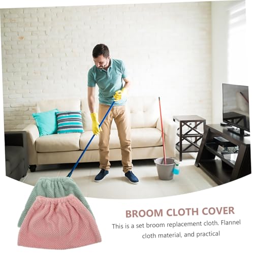 Beaupretty 2pcs Flannel Broom Covers Multi-Functional Sweeping Cloth for Household Cleaning Durable and Reusable Broom Replacement Cloth Heads and Grey Random Color