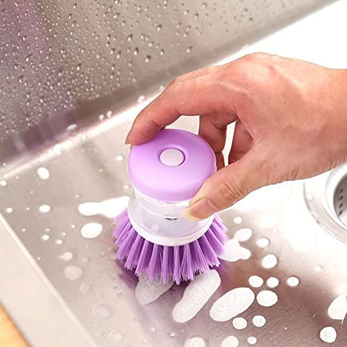 Generic Dish Brush with Soap Dispenser for Dishes, Pots, Pans, Kitchen Sink Scrubbing - Pink, Plastic, Nylon Bristles, 2 Pack - color: Pink